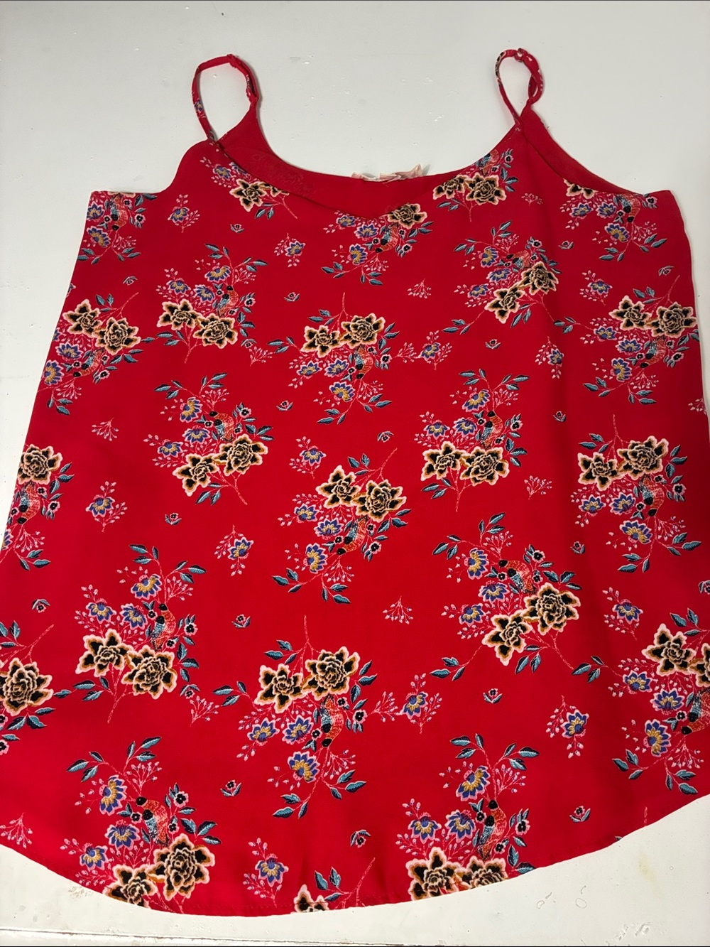 Pink Rose XL Red Floral Print Patterned Tank Top